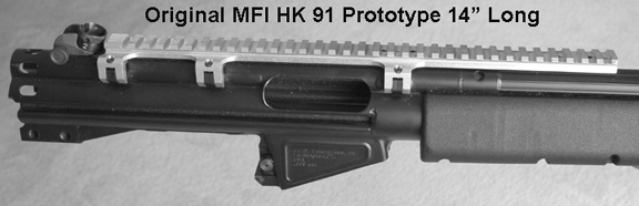 Prototype of the MFI HK Low 14 inch Long Scope Mount on Heckler & Koch HK G3