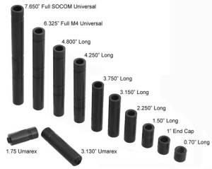 MFI Individual Adapters 40  length and thread combinations as well as Custom Adapters for the MFI M4 & SOCOM Universal Fale Silencers / Barrel Shrouds / Mock or Faux Suppressors. Barrel Extensions