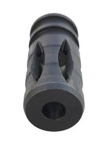 Front view of MFI CETME L Bird Cage Style HK G3 / HK91 Muzzle Brake for any weapon with 15mm X 1.0 Pitch RH 2022 CA DOJ Compliant Muzzle Brake. Fits HK 91 and 51 Style Weapons/ Price Includes S&H via 1st Class USPS