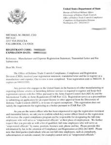 US Department of State Directorate of Defense Trade Controls ITAR / Export Permit 