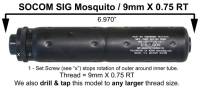 Pistol & SMG Accessories - MFI - MFI SOCOM Fake Silencer US Gov. Engraved for Sig Mosquito and ATI GSG Firefly Pistols (CLOSE OUT SPECIAL PRICE) Thread: 9mm X 0.75 Pitch Right Hand / Price Includes Shipping via 1st Class Mail & Insurance