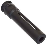 Bottom view of 3.875" Long Lug MFI HK G28 DMR Style Muzzle Brake / Barrel Extension for Ar in 300 Blackout with 16" Barrel or any weapon with 5/8 X 24 thread to get to Ca OAL 30" or MD OAL 29" or a Featureless Ca. Semiautomatic