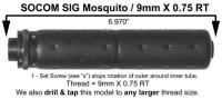 Pistol & SMG Accessories - AK47 Drako & AK74 Krinkov - MFI - MFI Custom Thread (Non-Returnable) SOCOM Fake Silencer BLANK for Sig Mosquito & Other Handguns / Price Includes S&H via USPS Prriority Mail