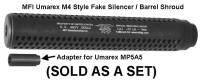 Rifle Accessories - Fake Silencer / Barrel Shroud - MFI - MFI M4 Style Fake Silencer & Adapter for Umarex HK Standard MP5A5 / Navy Seal Engraved  (SUPER SALE) NOT SD Model / NOT for MP5 Pistol / ONLY fits Carbine length barrel. / Price Includes S&H via USPS Priority Mail.