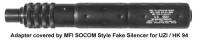 MFI (LONG) BARREL EXTENSION FOR AR15 Shorty PDW Pistols 922r Compliant, 9.375" Long to make a legal 16" Barrel. Photo shows MFI SOCOM Style Fake Silencer / Barrel Shroud covering the adapter / barrel extension.
